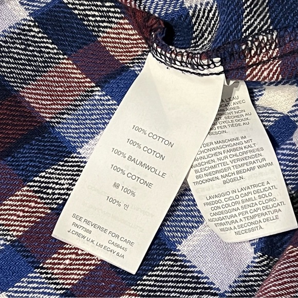 J.Crew Boyfriend flannel in Deep Sea Blue Plaid button down collared shirt - Picture 9 of 9